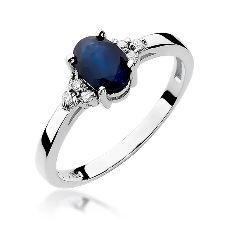 Gold Ring with 0.90ct Sapphire and 0.052ct Diamonds
