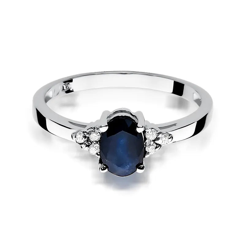 Gold Ring with 0.90ct Sapphire and 0.052ct Diamonds