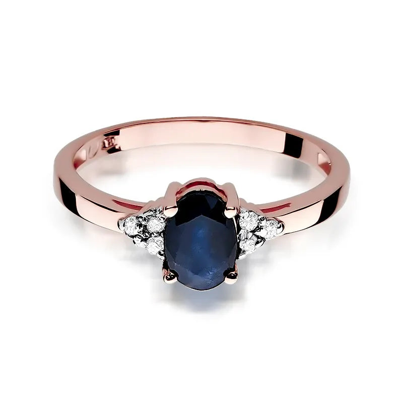 Gold Ring with 0.90ct Sapphire and 0.052ct Diamonds