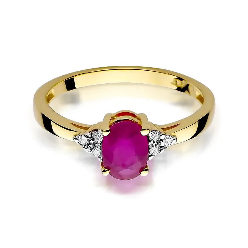 Gold Ring with 1.00ct Ruby and 0.052ct Diamonds