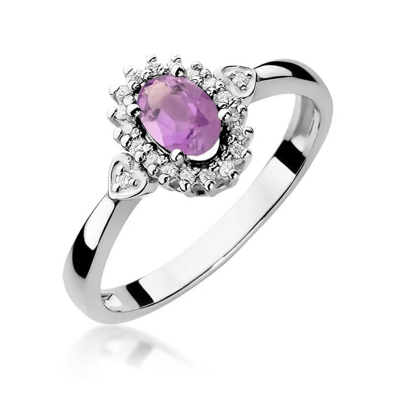 Goldring mit 0,40 ct Amethyst und 0,10 ct Diamanten