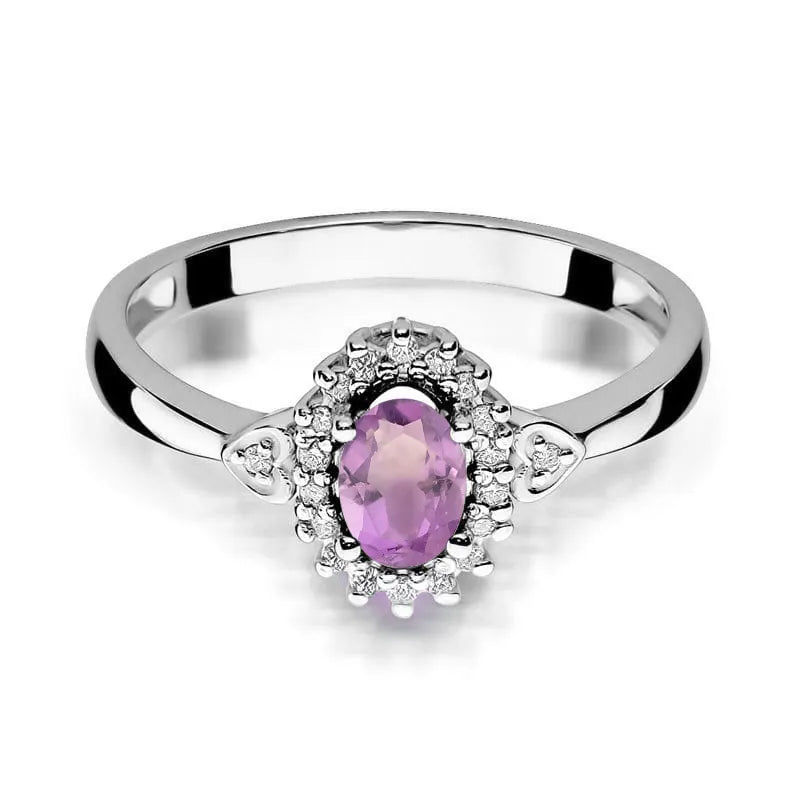 Goldring mit 0,40 ct Amethyst und 0,10 ct Diamanten