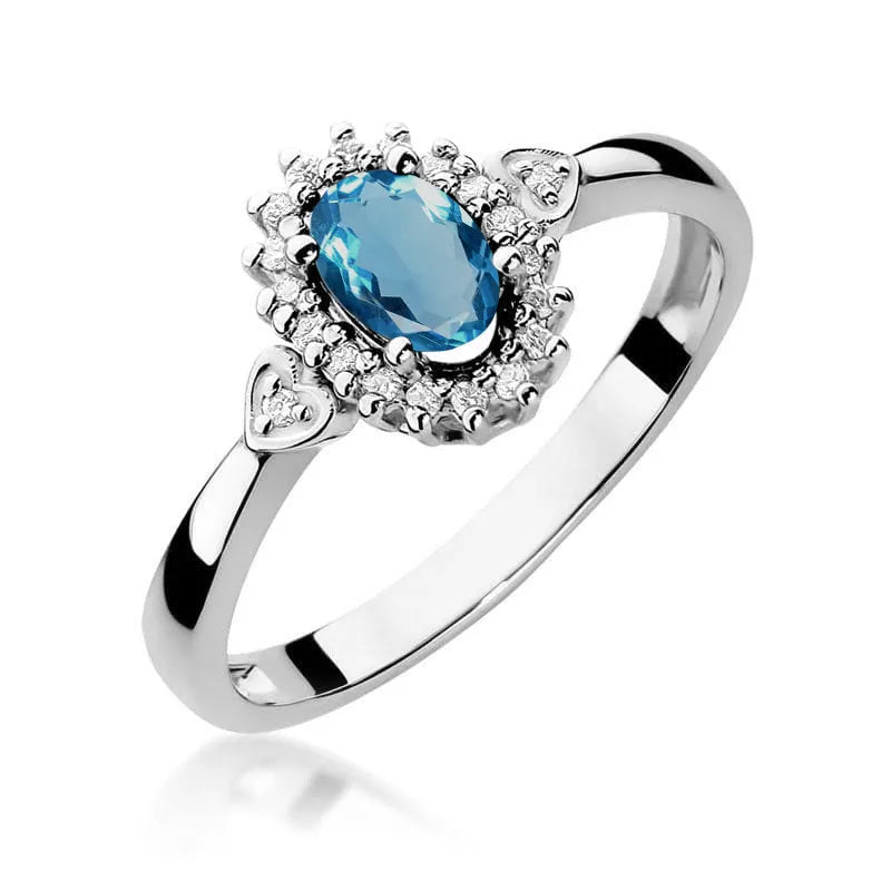 Goldring mit 0,50 ct Topas London Blue und 0,10 ct Diamanten