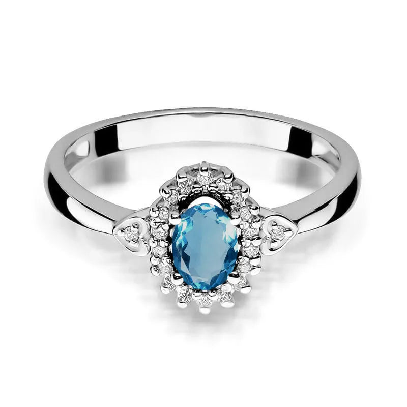 Goldring mit 0,50 ct Topas London Blue und 0,10 ct Diamanten