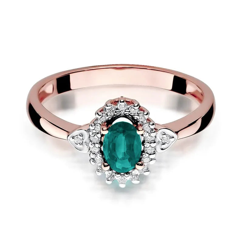 Gold Ring with 0.40ct Emerald and 0.10ct Diamonds