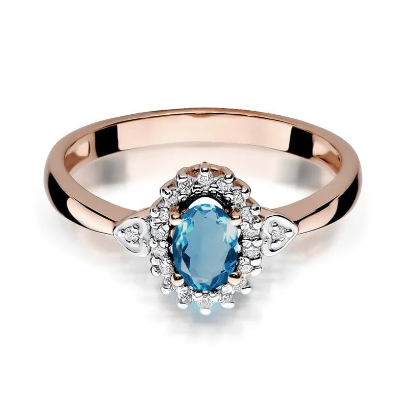 Gold Ring with 0.50ct Topaz London Blue and 0.10ct Diamonds
