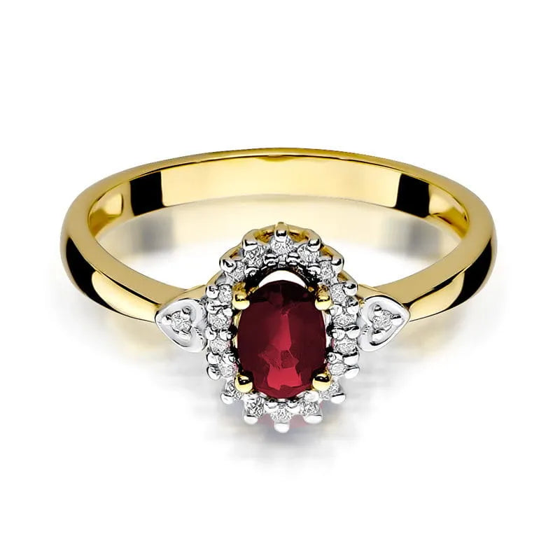 Goldring mit 0,60 ct Rubin und 0,10 ct Diamanten