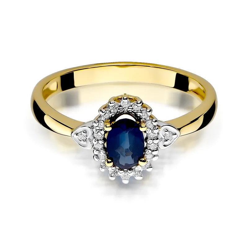 Goldring mit 0,70 ct Saphir und 0,10 ct Diamanten