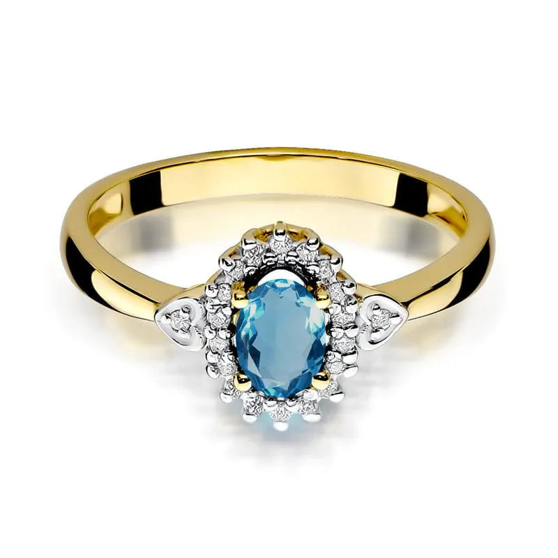 Gold Ring with 0.50ct Topaz London Blue and 0.10ct Diamonds