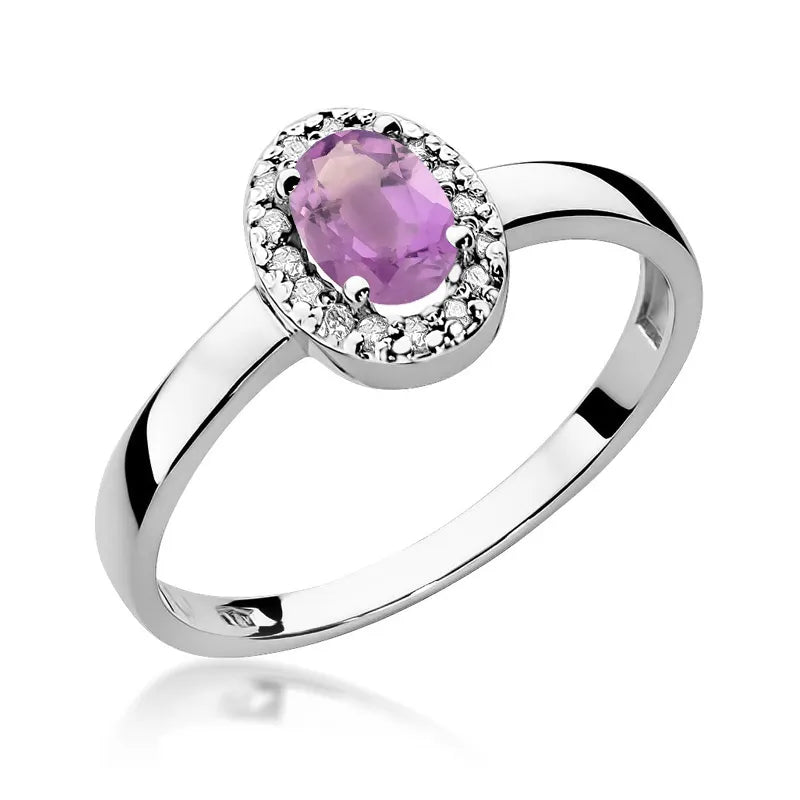 Goldring mit 0,40 ct Amethyst und 0,08 ct Diamanten