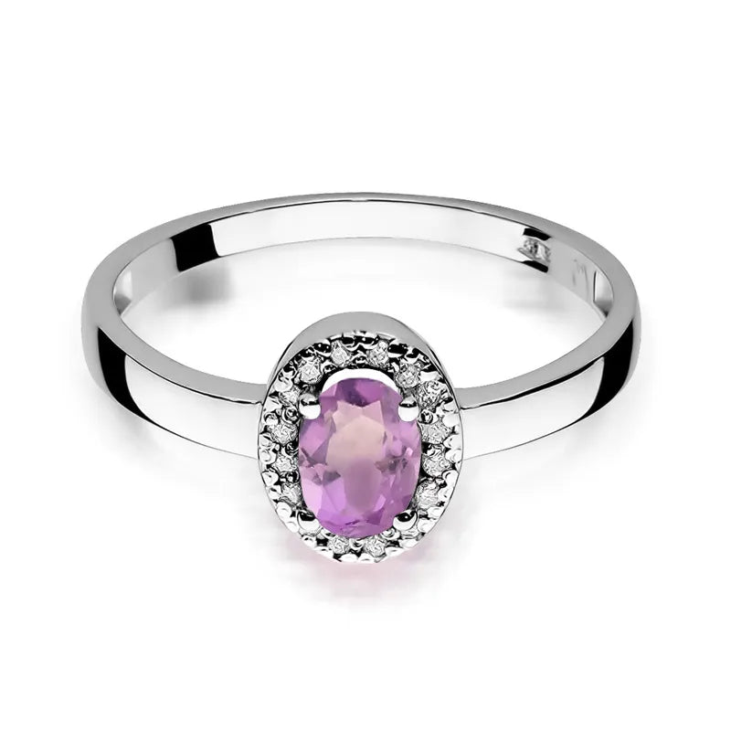Goldring mit 0,40 ct Amethyst und 0,08 ct Diamanten