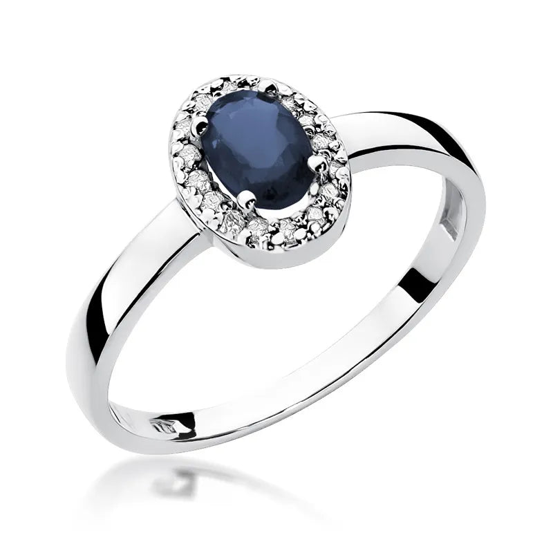 Goldring mit 0,70 ct Saphir und 0,08 ct Diamanten