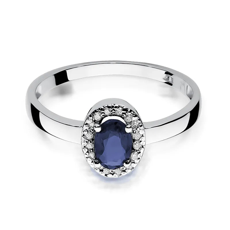 Goldring mit 0,70 ct Saphir und 0,08 ct Diamanten
