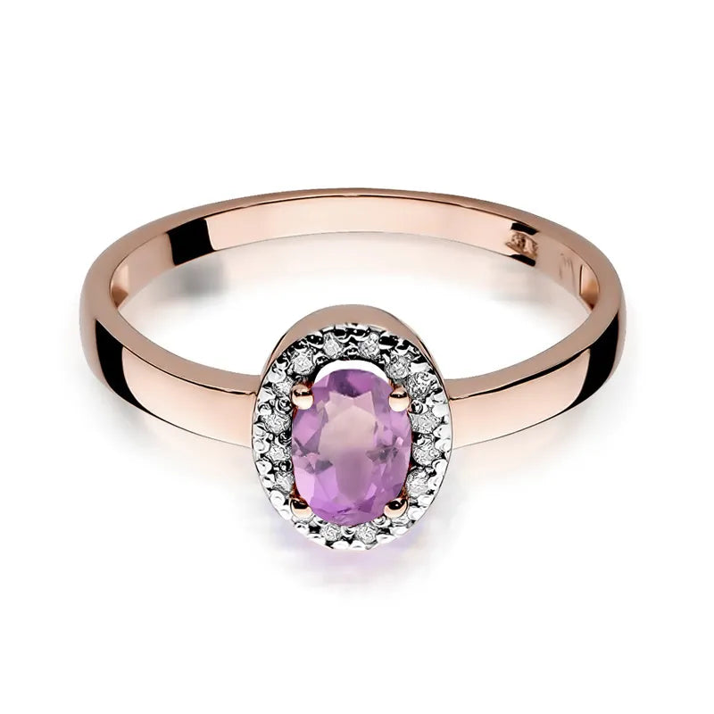 Goldring mit 0,40 ct Amethyst und 0,08 ct Diamanten
