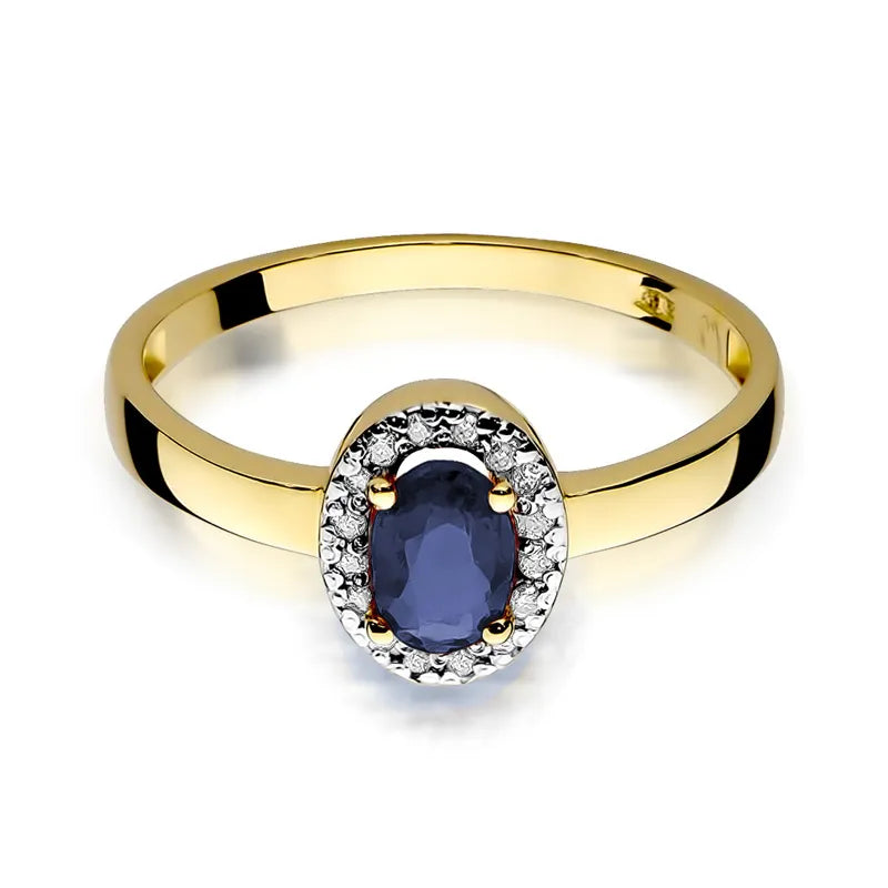 Goldring mit 0,70 ct Saphir und 0,08 ct Diamanten