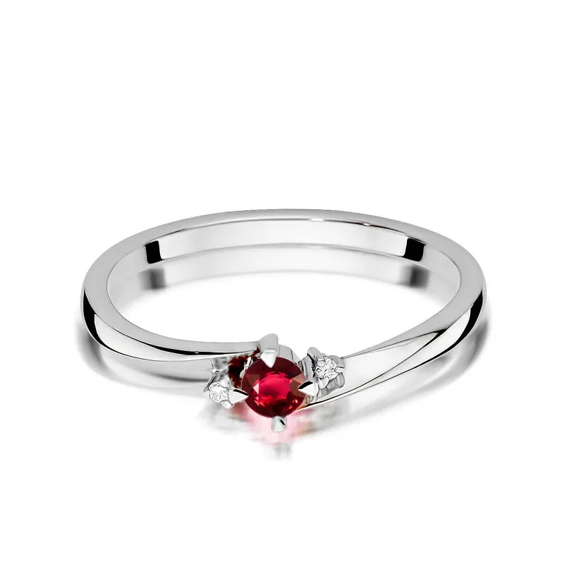 Gold Ring with 0.15ct Ruby and 0.017ct Diamonds