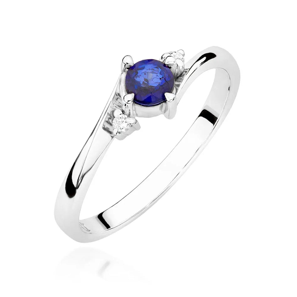 Gold Ring with 0.30ct Sapphire and 0.029ct Diamonds