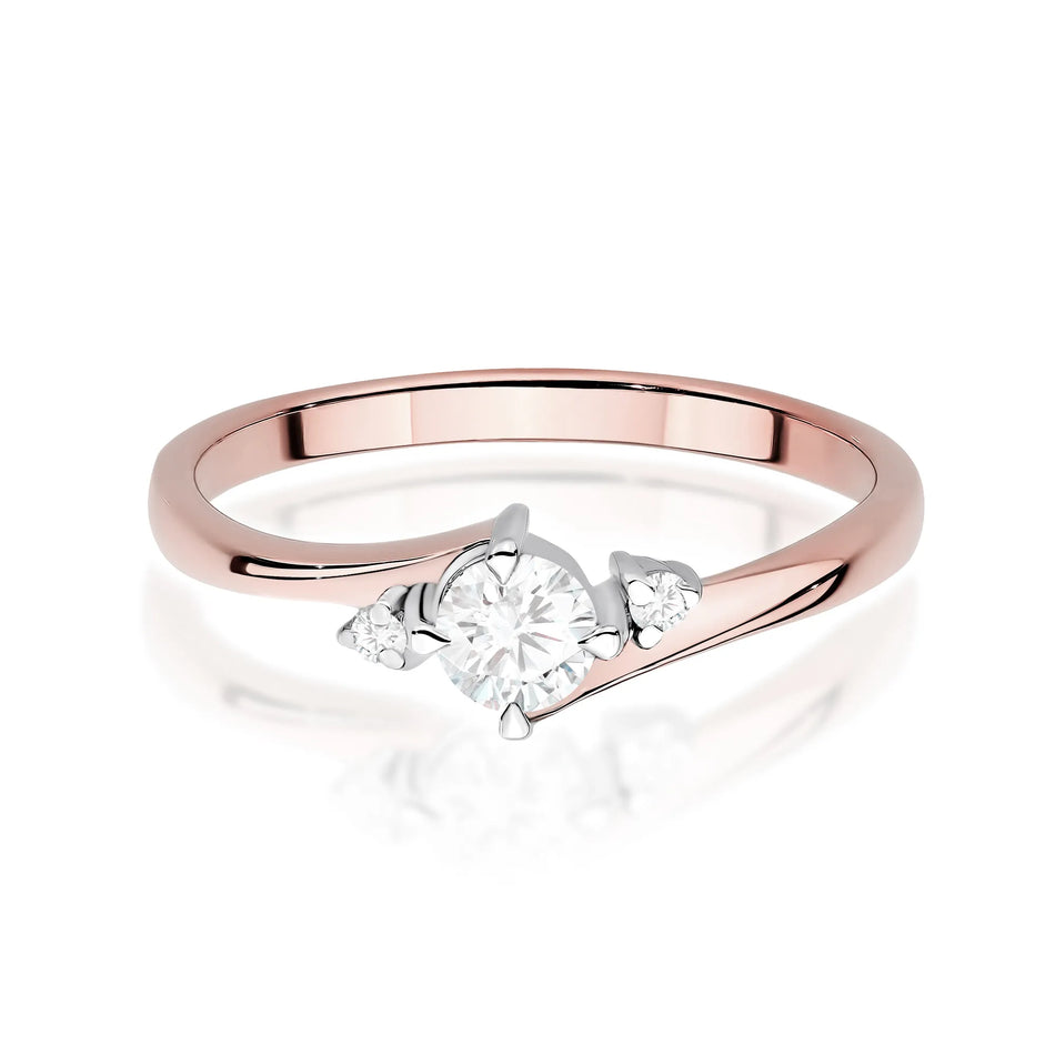 Gold Ring with 0.10ct and 0.017ct Lab-diamonds