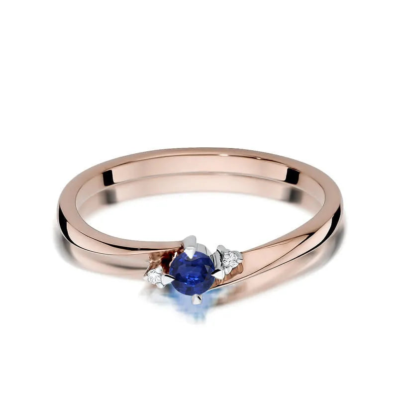 Gold Ring with 0.15ct Sapphire and 0.017ct Diamonds