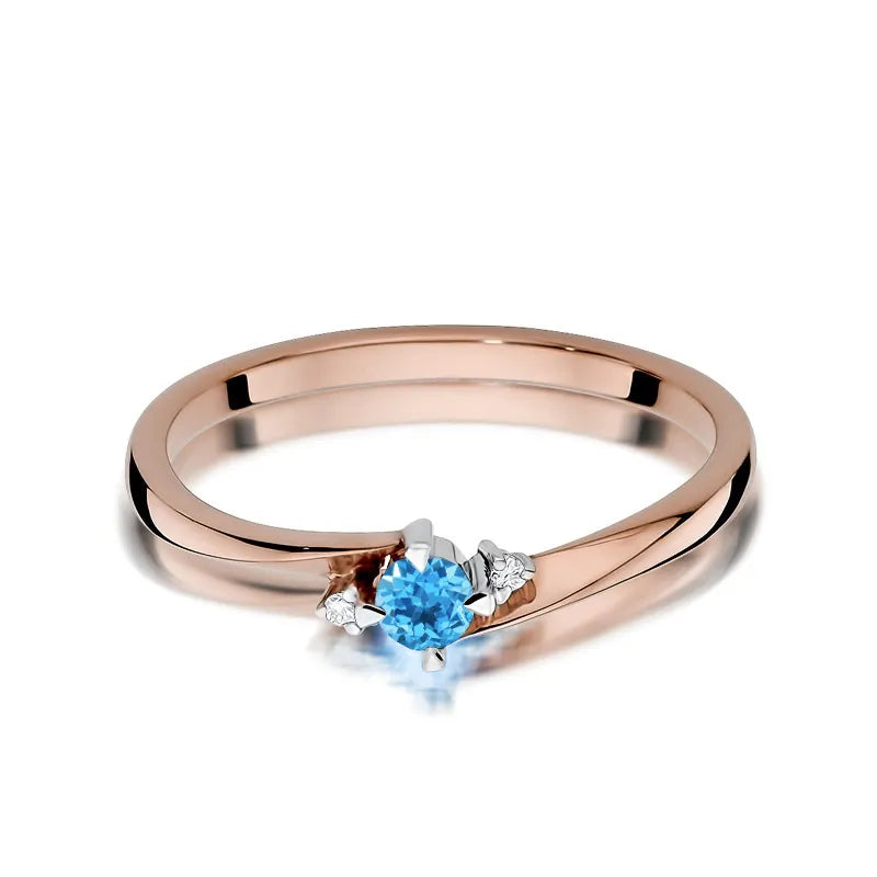 Gold Ring with 0.15ct Topaz and 0.017ct Diamonds