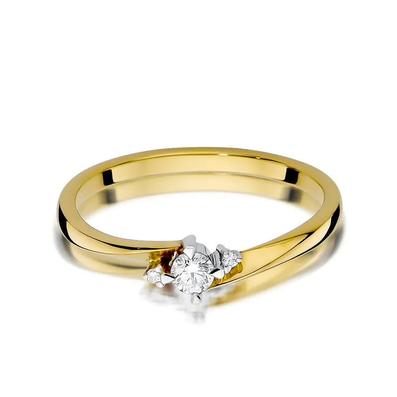 Goldring mit 0,10 ct und 0,017 ct Diamanten