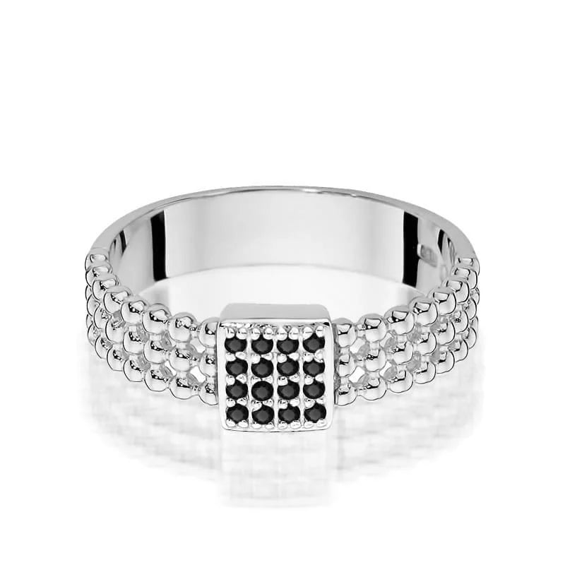 Goldring mit 0,08 ct schwarzen Diamanten