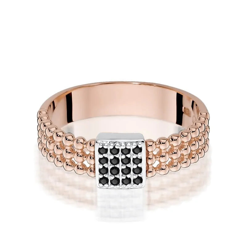 Goldring mit 0,08 ct schwarzen Diamanten