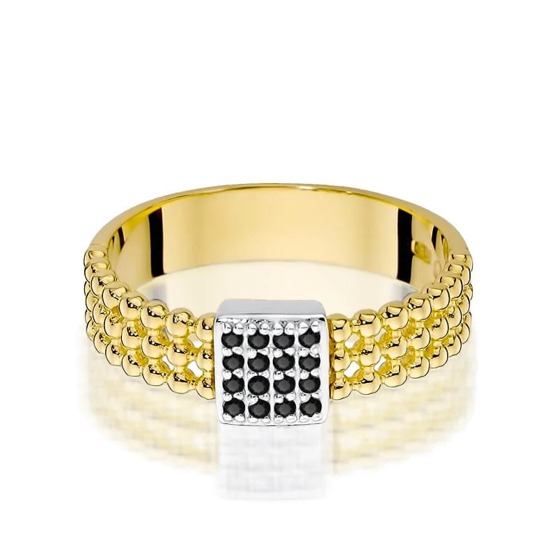 Goldring mit 0,08 ct schwarzen Diamanten