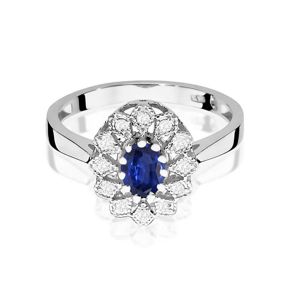 Goldring mit 0,70 ct Saphir und 0,103 ct Diamanten