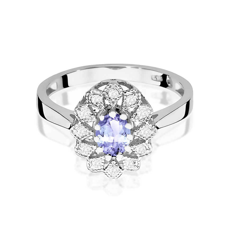 Goldring mit 0,40 ct Tansanit und 0,103 ct Diamanten