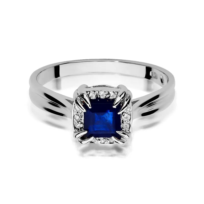 Goldring mit 0,70 ct Saphir und 0,06 ct Diamanten