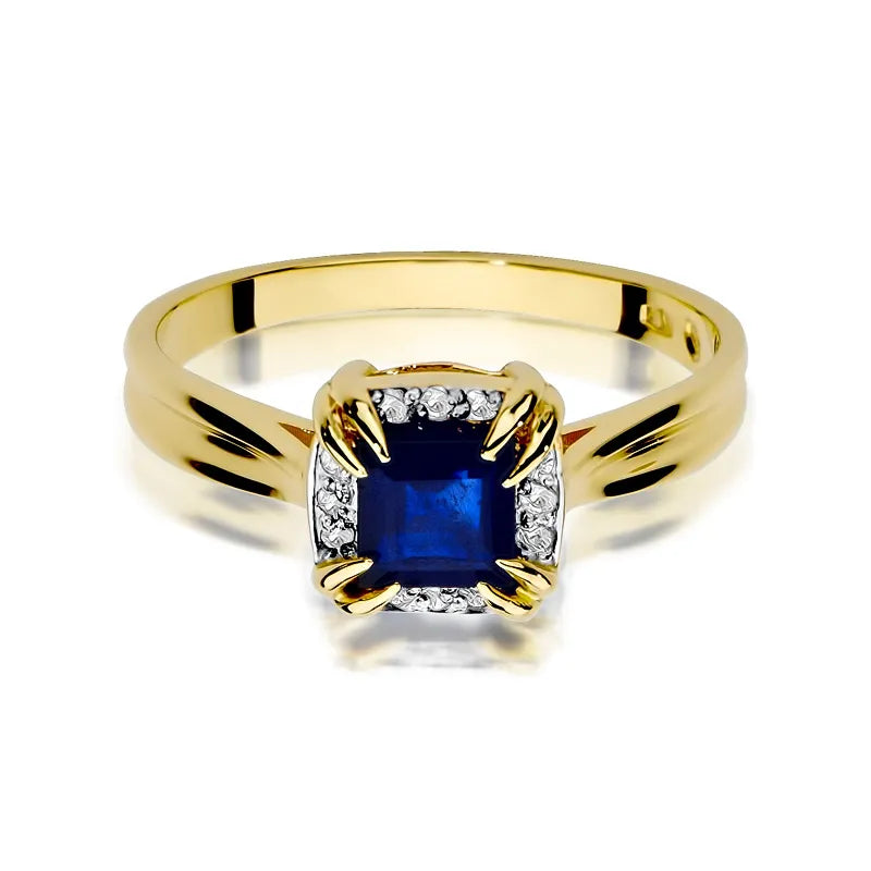 Goldring mit 0,70 ct Saphir und 0,06 ct Diamanten