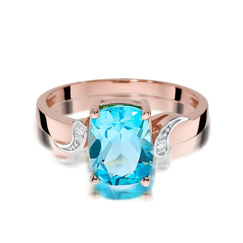 Gold Ring with 2.40ct Topaz and 0.01ct Diamonds