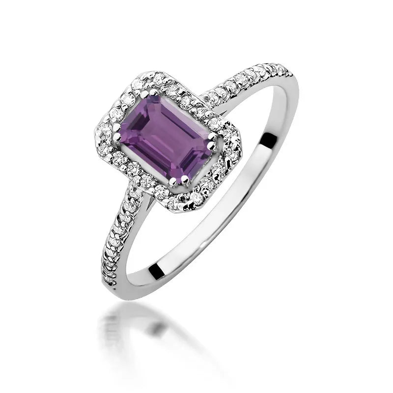 Goldring mit 0,50 ct Amethyst und 0,19 ct Diamanten