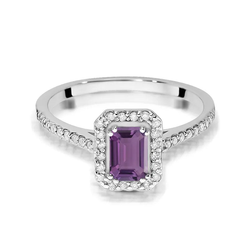 Goldring mit 0,50 ct Amethyst und 0,19 ct Diamanten
