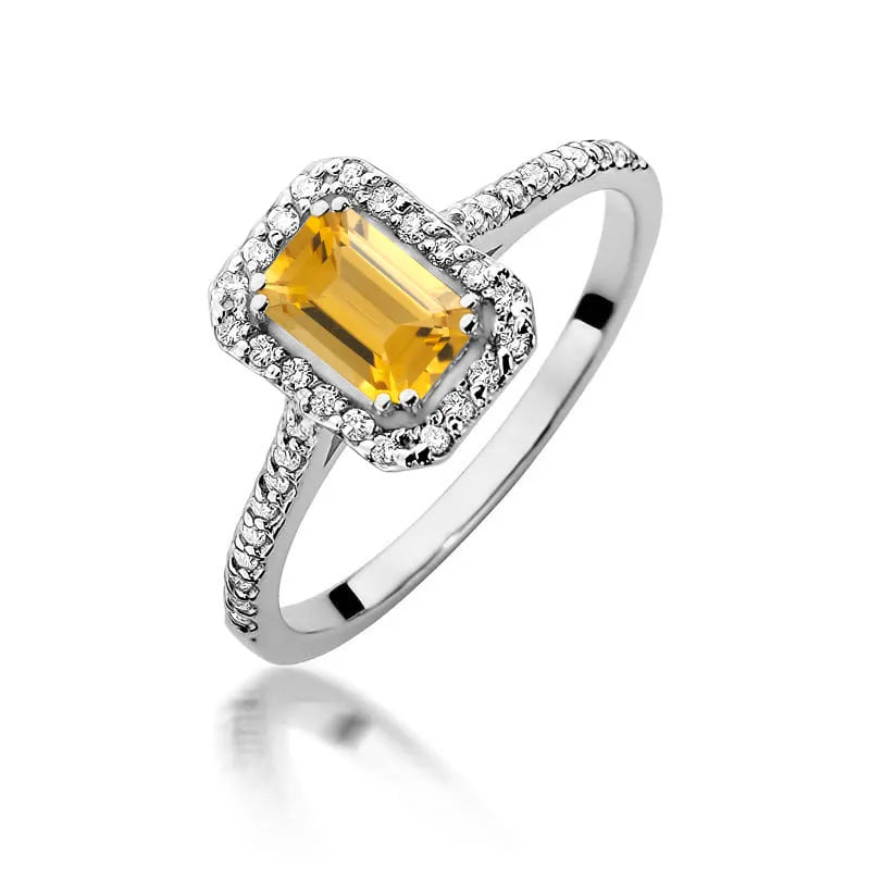 Goldring mit 0,60 ct Citrin und 0,19 ct Diamanten