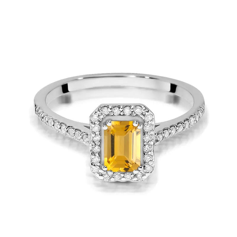 Goldring mit 0,60 ct Citrin und 0,19 ct Diamanten