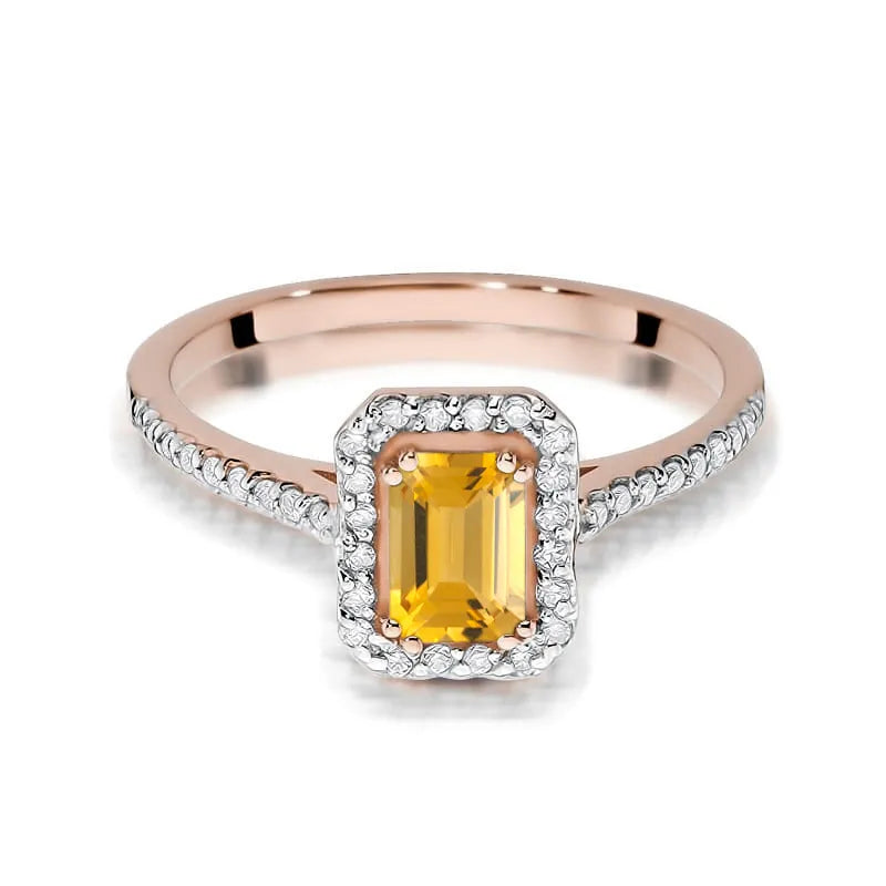 Gold Ring with 0.60ct Citrin and 0.19ct Diamonds