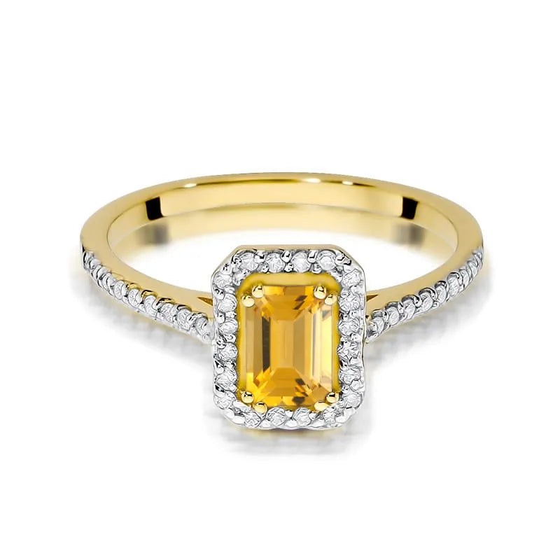 Gold Ring with 0.60ct Citrin and 0.19ct Diamonds