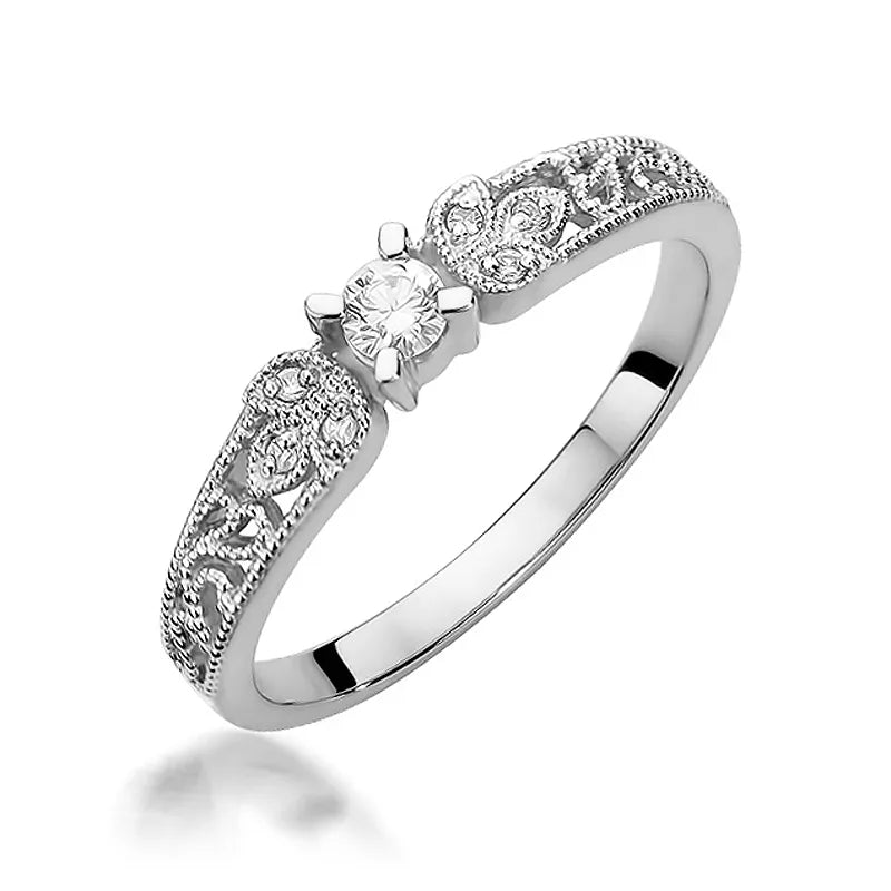 Goldring mit 0,10 ct und 0,03 ct Diamanten