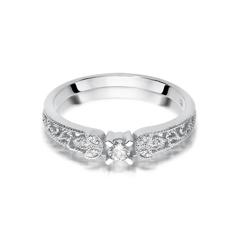 Goldring mit 0,10 ct und 0,03 ct Diamanten