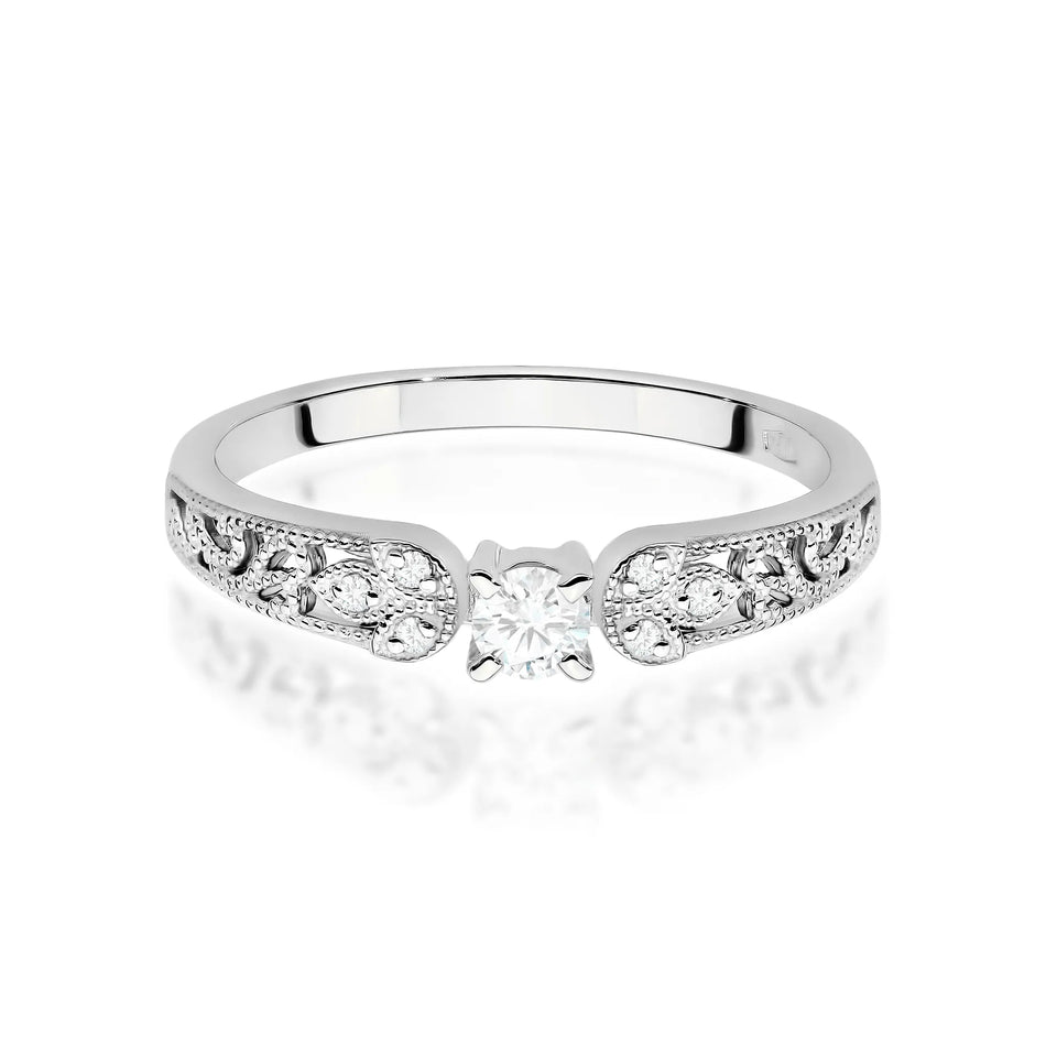 Gold Ring with 0.10ct and 0.03ct Lab-Diamonds