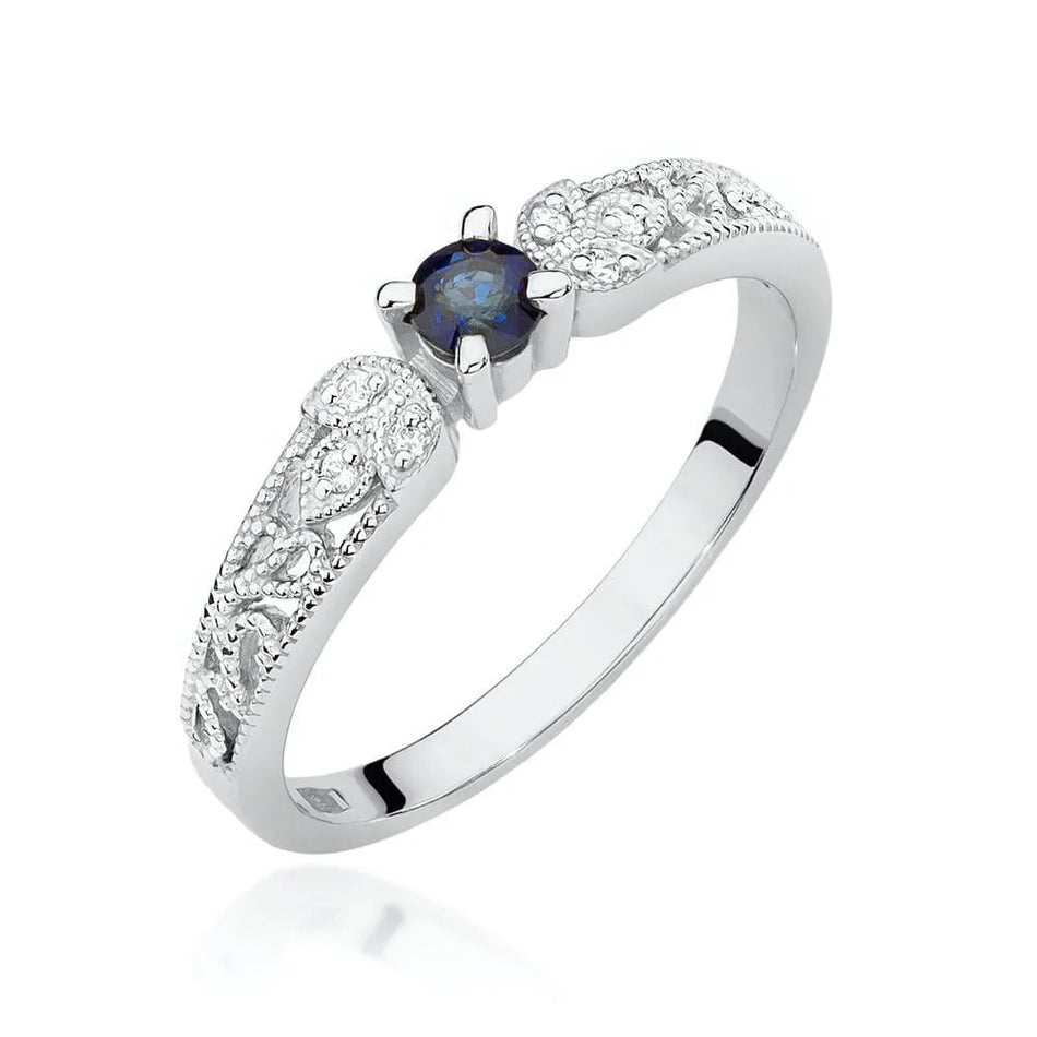 Goldring mit 0,15 ct Saphir und 0,03 ct Diamanten