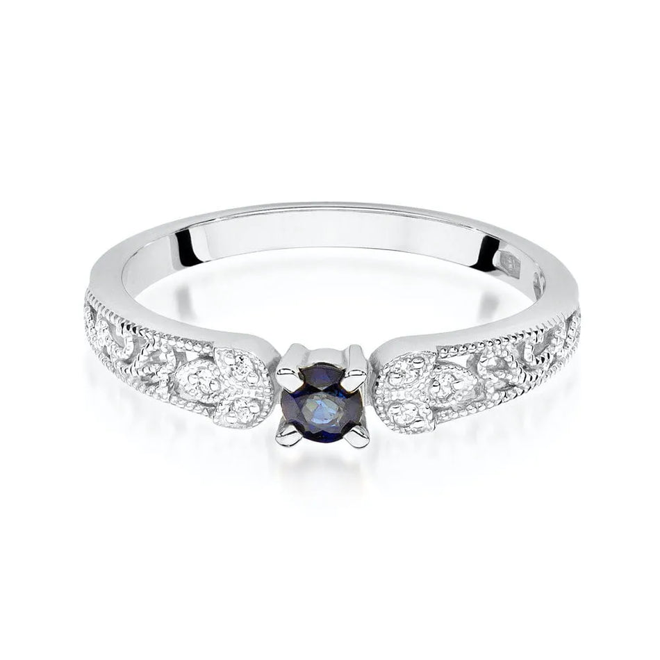 Goldring mit 0,15 ct Saphir und 0,03 ct Diamanten