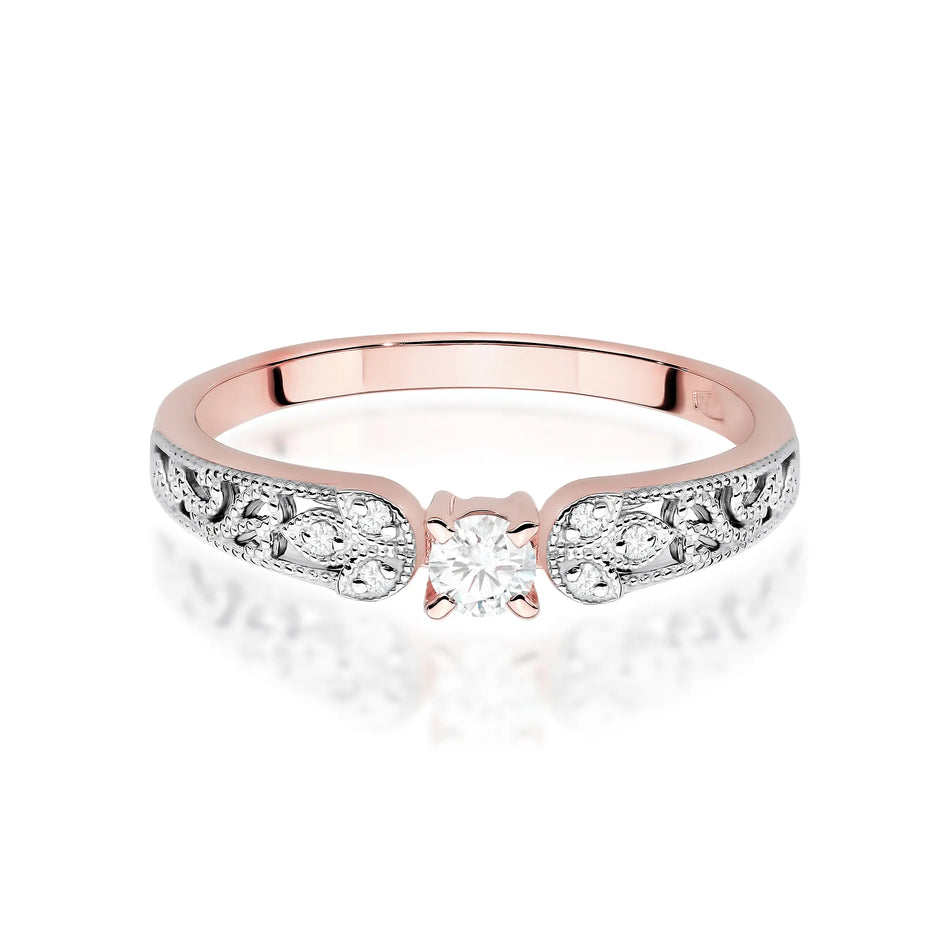 Gold Ring with 0.10ct and 0.03ct Lab-Diamonds