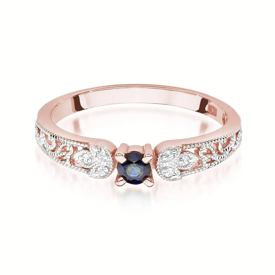 Goldring mit 0,15 ct Saphir und 0,03 ct Diamanten