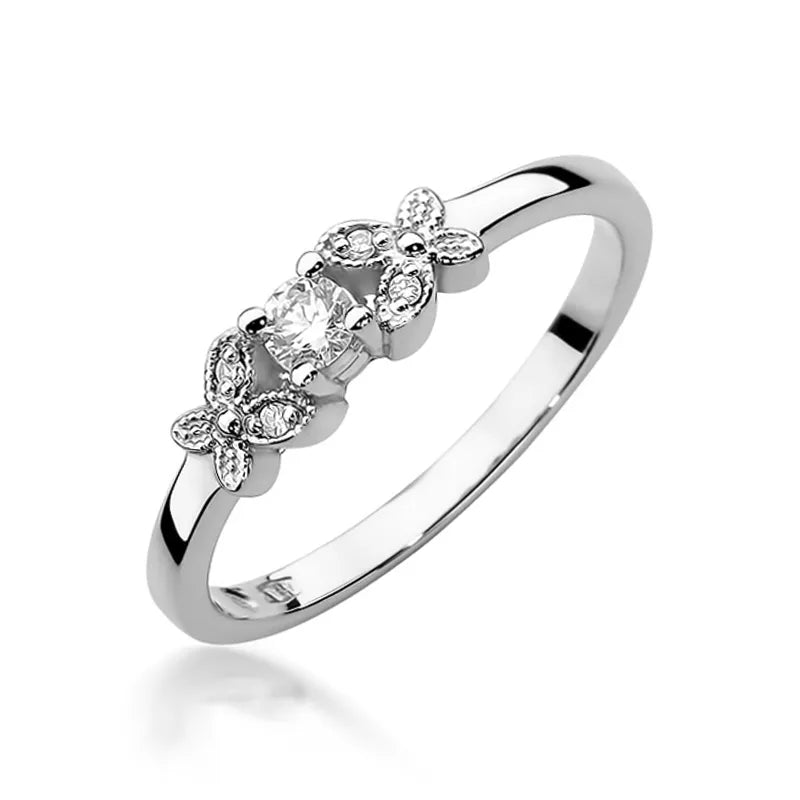 Goldring mit 0,10 ct und 0,02 ct Diamanten