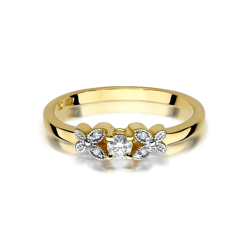 Goldring mit 0,10 ct und 0,02 ct Diamanten