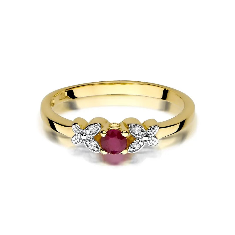Gold Ring with 0.15ct Ruby and 0.02ct Diamonds