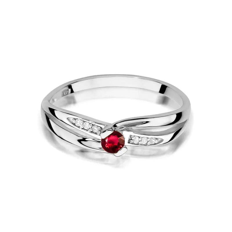 Gold Ring with 0.15ct Ruby and 0.03ct Diamonds